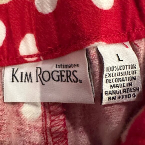 KIM ROGERS WOMENS RED FLANNEL PAJAMA SET WHITE POLKA DOT LARGE - Picture 9 of 9